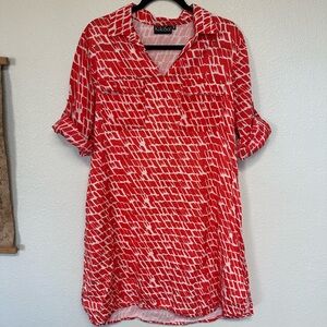 Kikisol Boho Print Tunic Shift Dress Cotton Resort Vacation Beach coverup Large